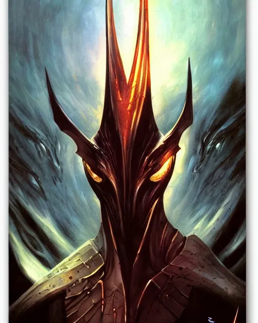 Prompt: sauron by peter andrew jones, hyper detailed