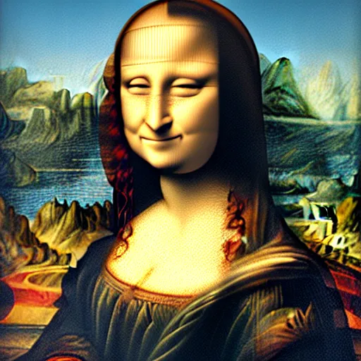 Prompt: Mona Lisa but the face is replaced by a rabbits face