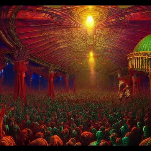 Image similar to Photorealistic Dream Carnival in the style of Michael Whelan and Gustave Dore. Hyperdetailed photorealism, 108 megapixels, amazing depth, glowing rich colors, powerful imagery, psychedelic Overtones, 3D finalrender, 3d shading, cinematic lighting, artstation concept art