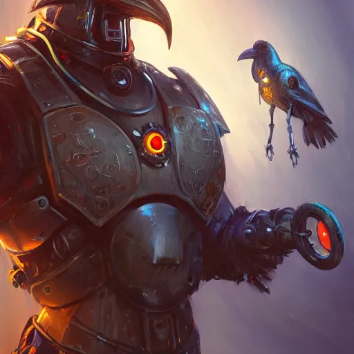 Prompt: self portrait of a robot raven. Full body with draped fabric and body armor, digital art, realistic, ultradetailed, concept art in the style of Majora’s Mask, art by greg rutkowski and thomas kinkade, trending on artstation, devianart, cgsociety