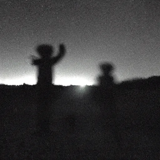 Image similar to aliens dancing caught on trail cam, night vision