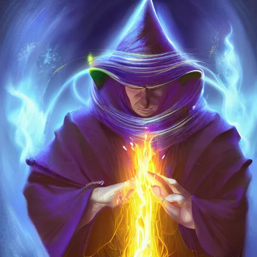 Image similar to wizard casting a spell, digital art, 4 k, fantasy,