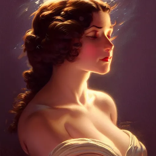 Image similar to head and shoulders Portrait of Albedo, dark fantasy, medium shot, intricate, elegant, highly detailed, digital painting, volumetric light, artstation, concept art, smooth, sharp focus, illustration, art by Gil Elvgren and Greg Rutkowski and Alphonse Mucha