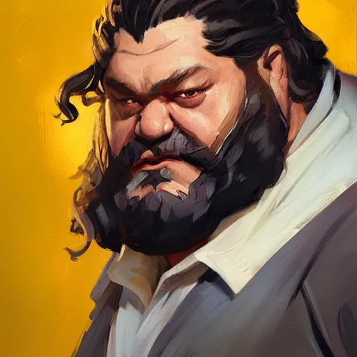 Image similar to greg manchess portrait painting of rubeus hagrid as overwatch character, medium shot, asymmetrical, profile picture, organic painting, sunny day, matte painting, bold shapes, hard edges, street art, trending on artstation, by huang guangjian and gil elvgren and sachin teng