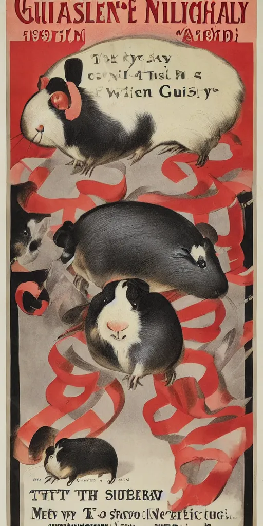 Prompt: a 1 9 1 0 s poster advertising a guinea pig show