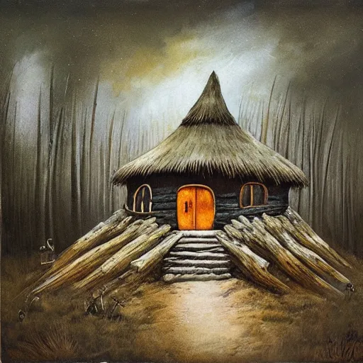 Prompt: burdisio, alejandro art of a witches hut