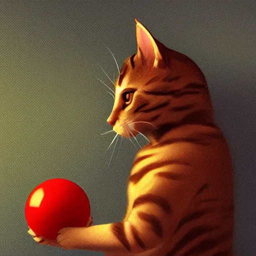 Image similar to a cat playing with a ball, Henry vargas artstation