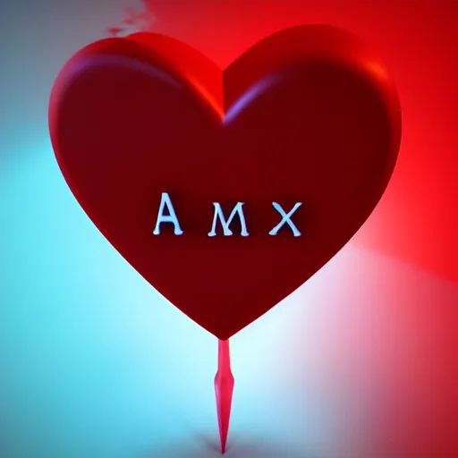 Image similar to a heart with the name alex written on it, cute, high detail, well lit, octane render, blender, particles,