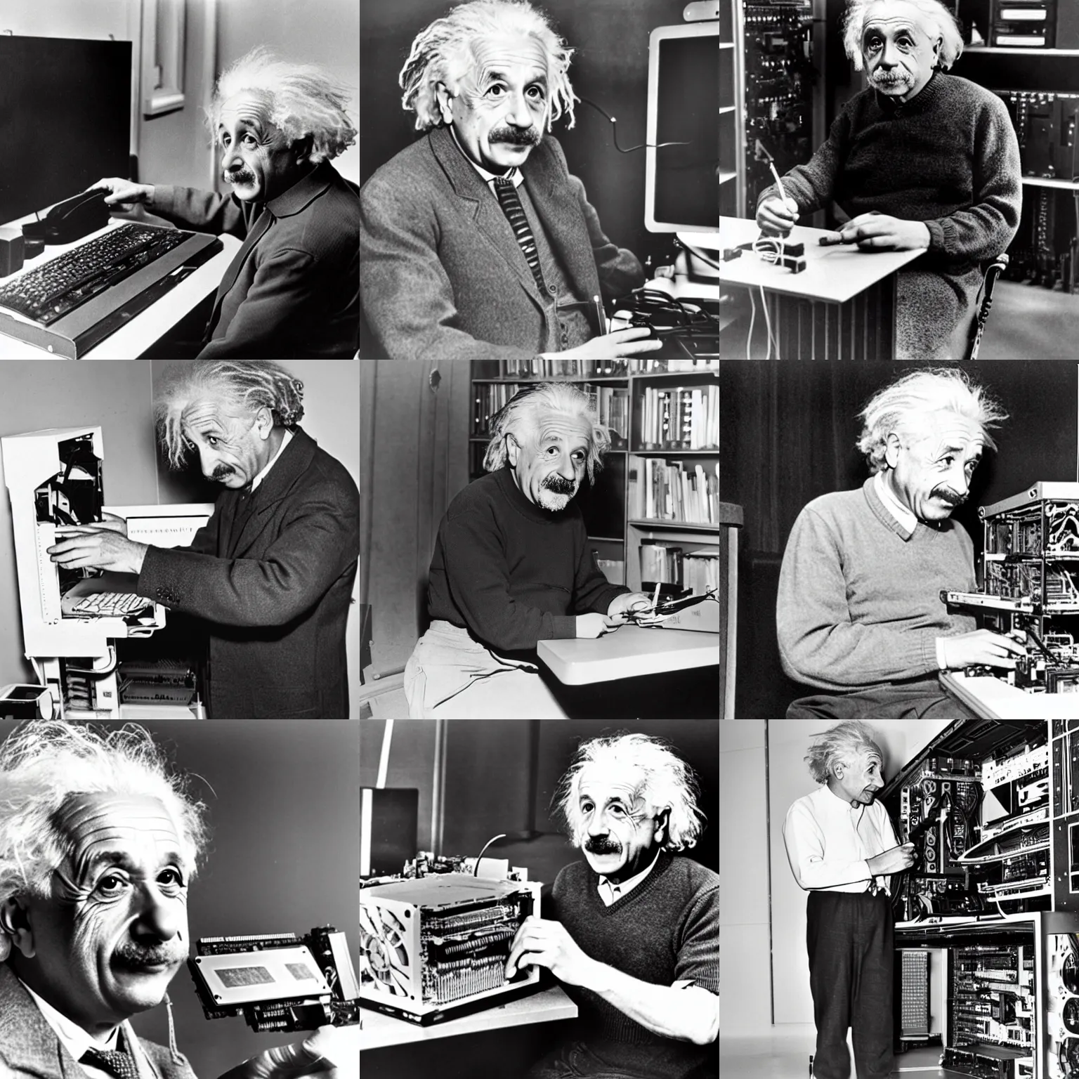 Prompt: albert einstein building a PC