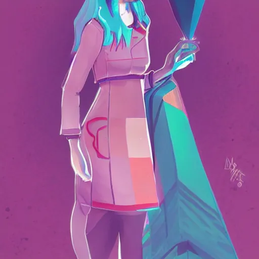 Image similar to female character inspired by 9 0's fashion and by madeline from celeste, art by rossdraws