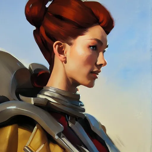 Image similar to greg manchess portrait painting of partially armored hermine granger as overwatch character, medium shot, asymmetrical, profile picture, organic painting, sunny day, matte painting, bold shapes, hard edges, street art, trending on artstation, by huang guangjian and gil elvgren and sachin teng