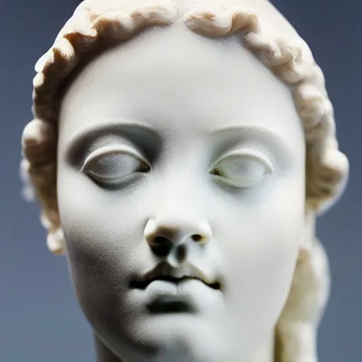 Image similar to rihanna face, ancient greek sculpture, white marble, ultra realistic, studio photo, 5 0 mm, detailed.