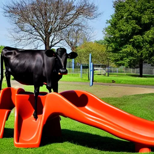 Image similar to cow on the playground, photo