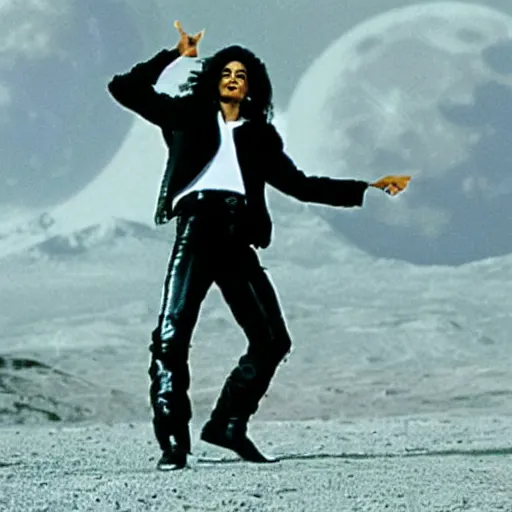 Image similar to michael jackson dancing on the moon with aliens