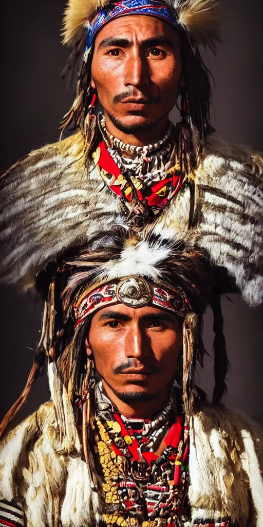 Prompt: portrait of indigenous peruvian man. tupac amaru ii in 1 7 8 1. unreal 5, hyper realistic, realistic, photo realistic, dynamic lighting, highly detailed, cinematic landscape, studio landscape, studio lighting