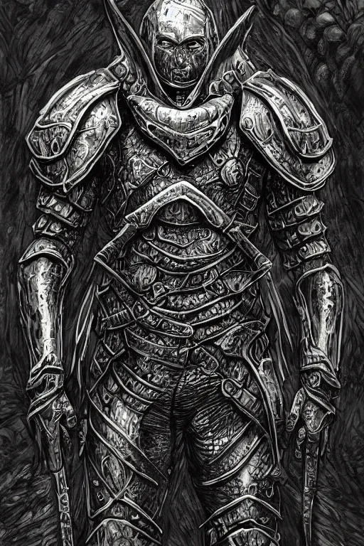 Prompt: humanoid amphibian warrior, wearing armour, swamp, symmetrical, highly detailed, digital art, sharp focus, trending on art station, kentaro miura manga art style