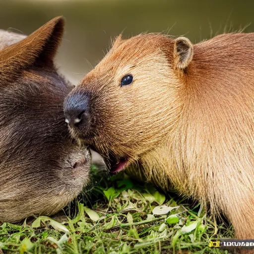 Prompt: photo of a capybara eating a nvidia gtx 1 9 9 0 graphic card, nature photography, 8 k, canon 3 0 0 mm, professional photographer, 4 0 mp, lifelike, top - rated, award winning, realistic, sharp, no blur, edited, corrected, trending