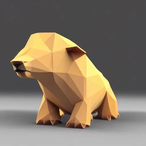 Image similar to cute low-poly capybara, 4k, hd