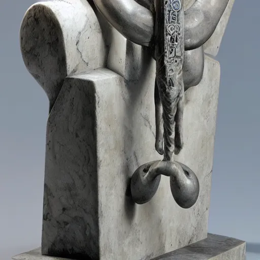 Prompt: a marble sculpture of the caduceus by h. r. giger