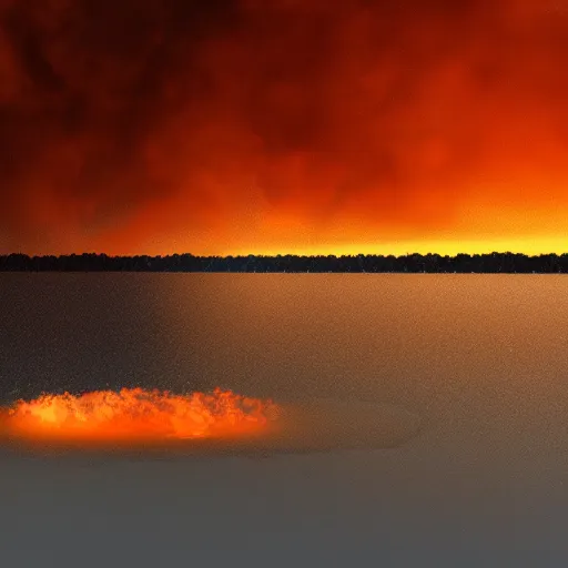 Prompt: smoke on the water and fire in the sky, octane render,