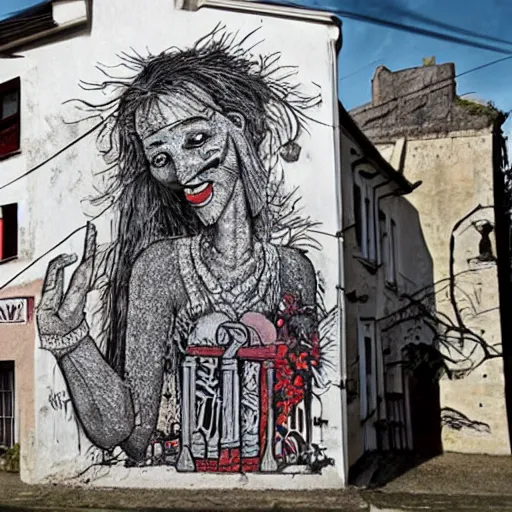 Image similar to transylvanian folk art, in the style of graffiti, made by phlegm