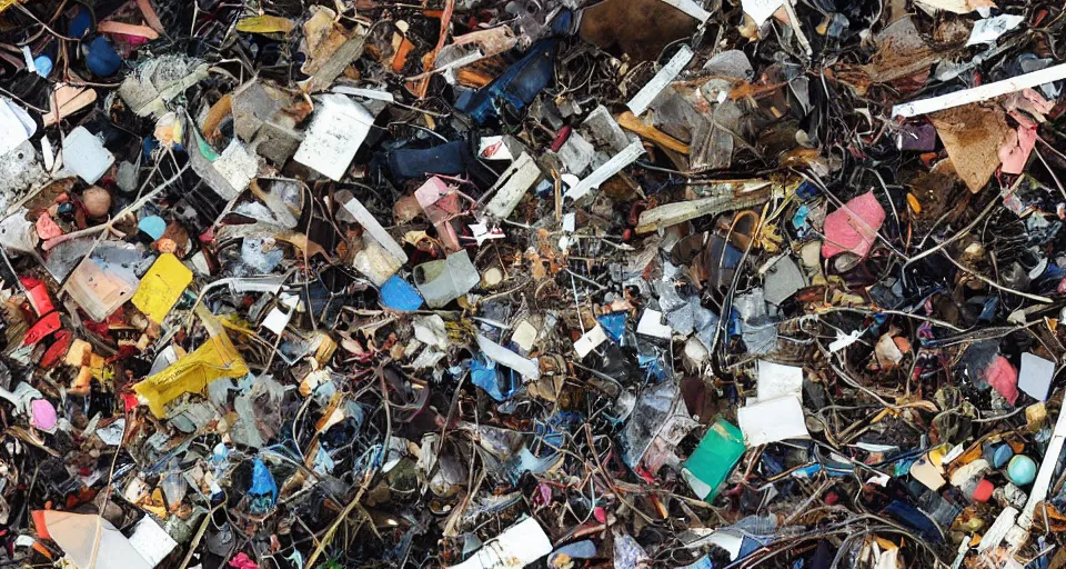 Image similar to a space nebula of discarded rubbish, junk and other bits and pieces