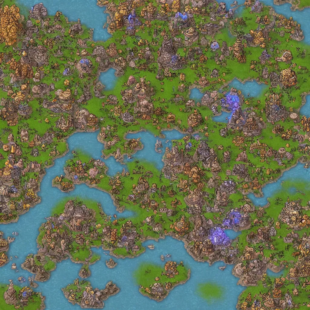 Image similar to Map in the style of World of warcraft map, hyper detailed