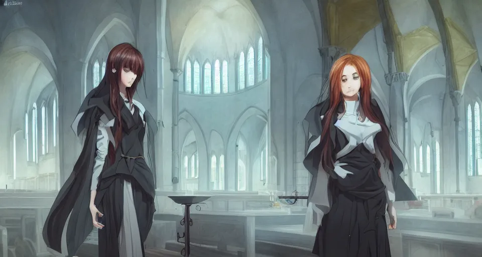 Prompt: anime girl in a church, magali villeneuve, elegant, attractive 8 k, very high resolution, processing, extremely hyperdetailed