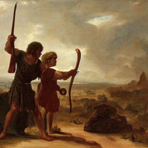 Image similar to David and Goliath