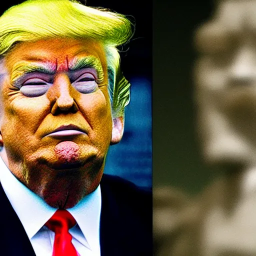 Image similar to Donald Trump in Homer Simpson’s body, hyper realistic photography, 8k,