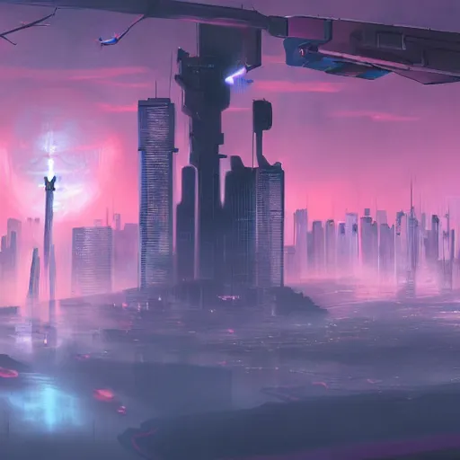 Image similar to neo tokyo evangelion dystopian future, matte painting, art station, high resolution