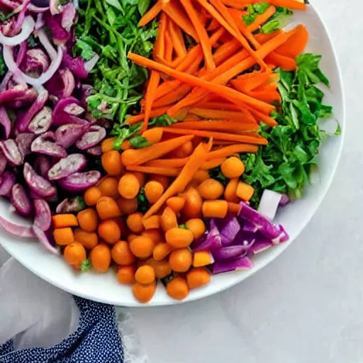 Prompt: a coleslau salad with different colored carrots