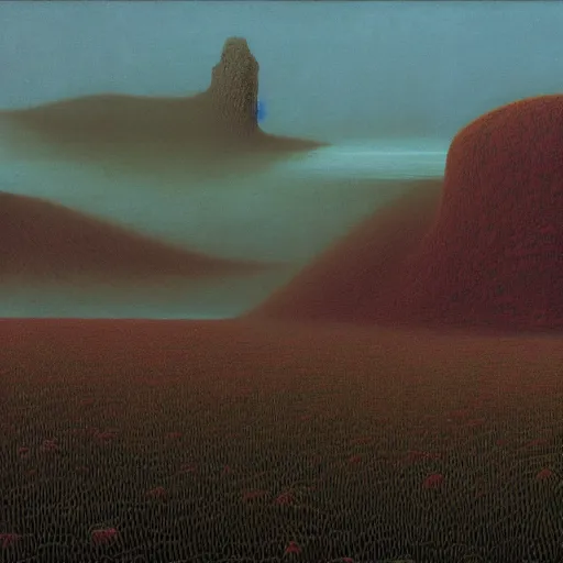 Image similar to A Landscape by Zdzisław Beksiński and Beeple