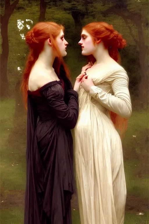 Image similar to victorian vampire blondes, painting by rossetti bouguereau, detailed art, artstation