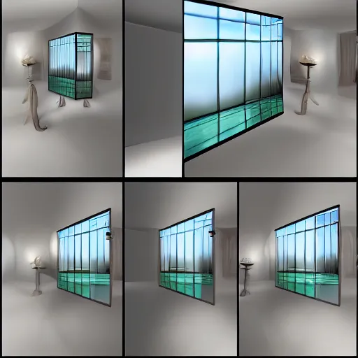 Image similar to a mirror but in the reflection is a fantasy world, dynamic lighting, photorealistic, ambient lighting