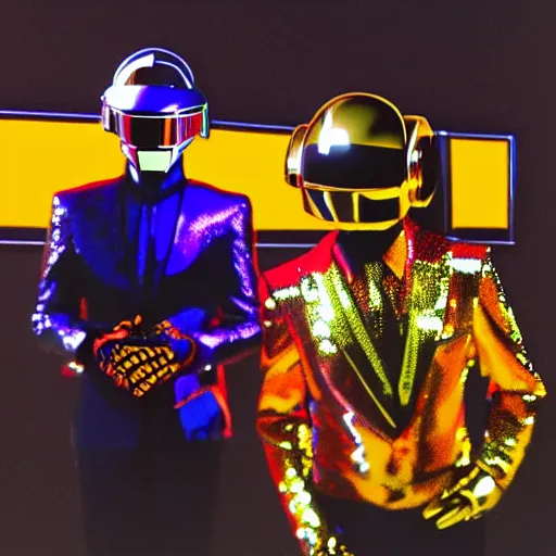 Prompt: daft punk at disney world, photorealistic, high detail