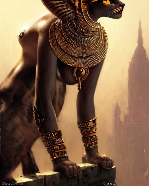 Image similar to fierce goddess bastet, fantasy character portrait, ultra realistic, concept art, intricate details, highly detailed by greg rutkowski, gaston bussiere, craig mullins, simon bisley