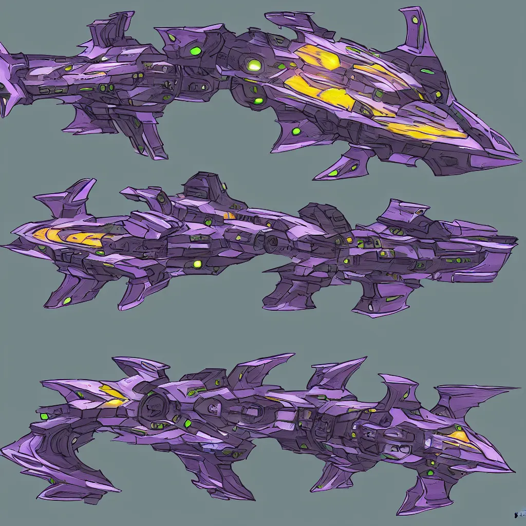 Image similar to combat spaceship from the side concept art colorful by gurmukh basin