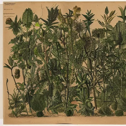 Image similar to page d’herbier de plantes futuristes