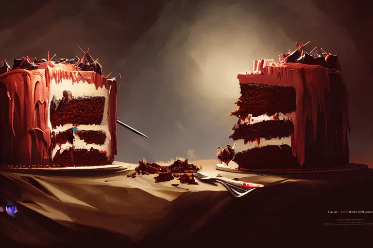 Image similar to jack black inside black forest cake, hyper detailed, digital art, artstation, cinematic lighting, studio quality, smooth render, by caravaggio, artgerm, greg rutkowski