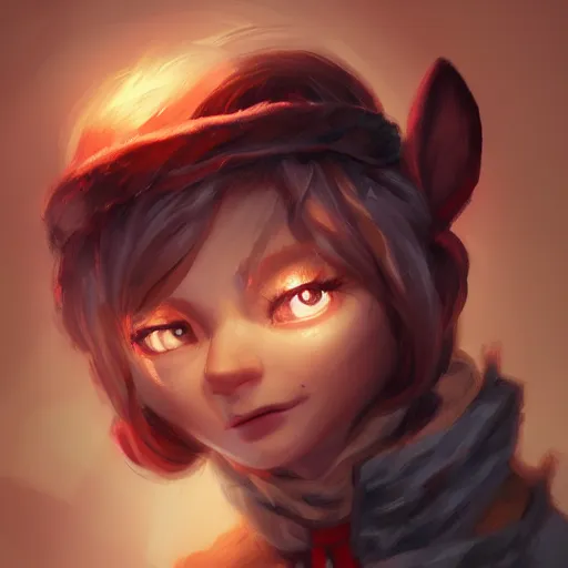 Image similar to Yordle Female portrait, Red Scarf, hatched ear, golden earring, Earnest, diminutive by Horace Hsu, Tony Sart highly detailed, digital illustration, concept art, dramatic lighting