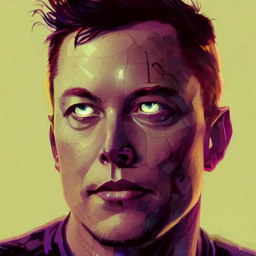 Image similar to Highly detailed portrait of cyborg elon musk, unreal engine, fantasy art by Greg Rutkowski, Loish, Rhads, ferdinand knab, Makoto Shinkai and Lois van baarle, ilya kuvshinov, rossdraws, Tom Bagshaw, alphonse mucha, global illumination, radiant light, detailed and intricate environment