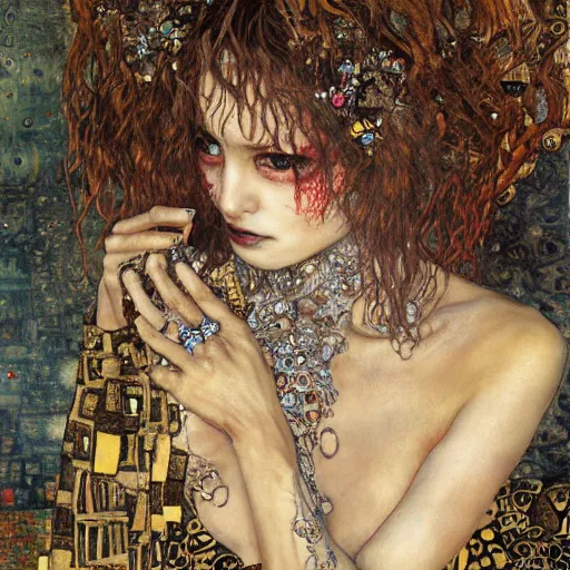 Image similar to demon, intricate detail, klimt, royo, whealan,