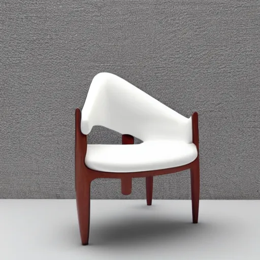 Image similar to a chair with a wooden frame and white upholstered seat, a 3 d render by ned m. seidler, trending on behance, gutai group, rendered in maya, made of insects, art deco