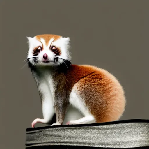 Image similar to cute cross between red panda and sugar glider, studio lighting, award winning