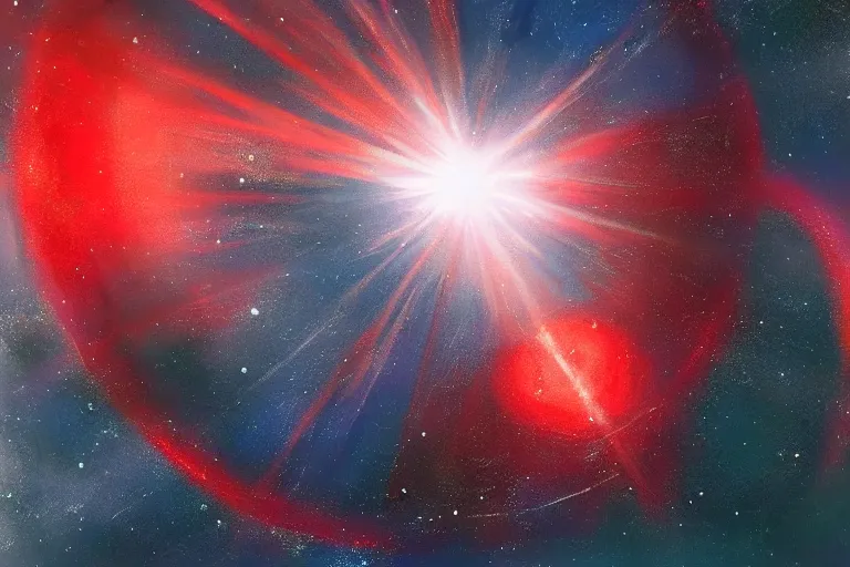 Image similar to A beautiful painting of A giant blurred red star centered in distant space, Trending on artstation