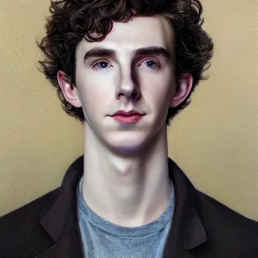 Prompt: portrait of a hybrid of benedict cumberbatch and freddie highmore and timothee chalamet, photo realistic, highly detailed, perfect face, art by edward robert hughes, henry justice ford