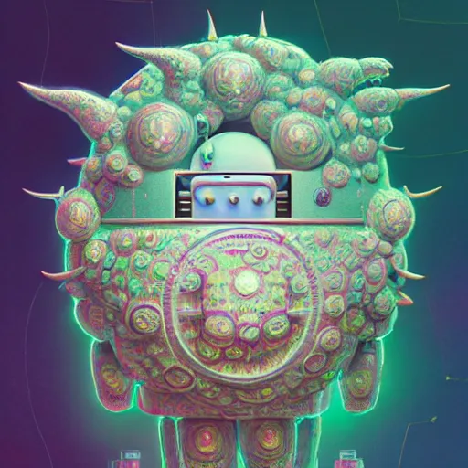 Image similar to a fluffy robot fractal:: by Martine Johanna and Simon Stålenhag and Chie Yoshii and Casey Weldon and Guillermo del toro :: ornate, dynamic, particulate, pastel colors, intricate, elegant, highly detailed, centered, artstation, smooth, sharp focus, octane render, 3d