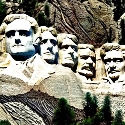 Prompt: The trailer park boys, trailer park boys, carved into Mount Rushmore