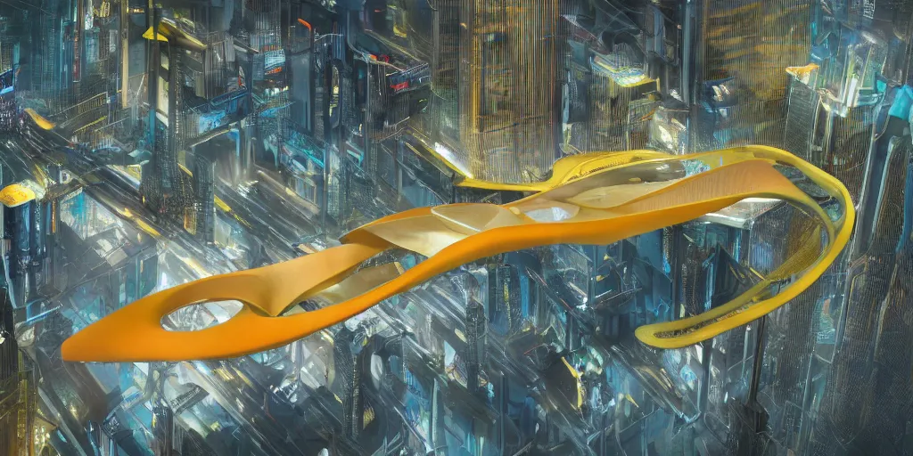 Prompt: a beautiful hyper realistic photograph, octane render, architectural render of utopia megaestrutura of cyberpunk, by norman foster + zaha hadid, extremely detailed, chartpak ad markers, pastel color, yellow and orange color scheme, 8 k,